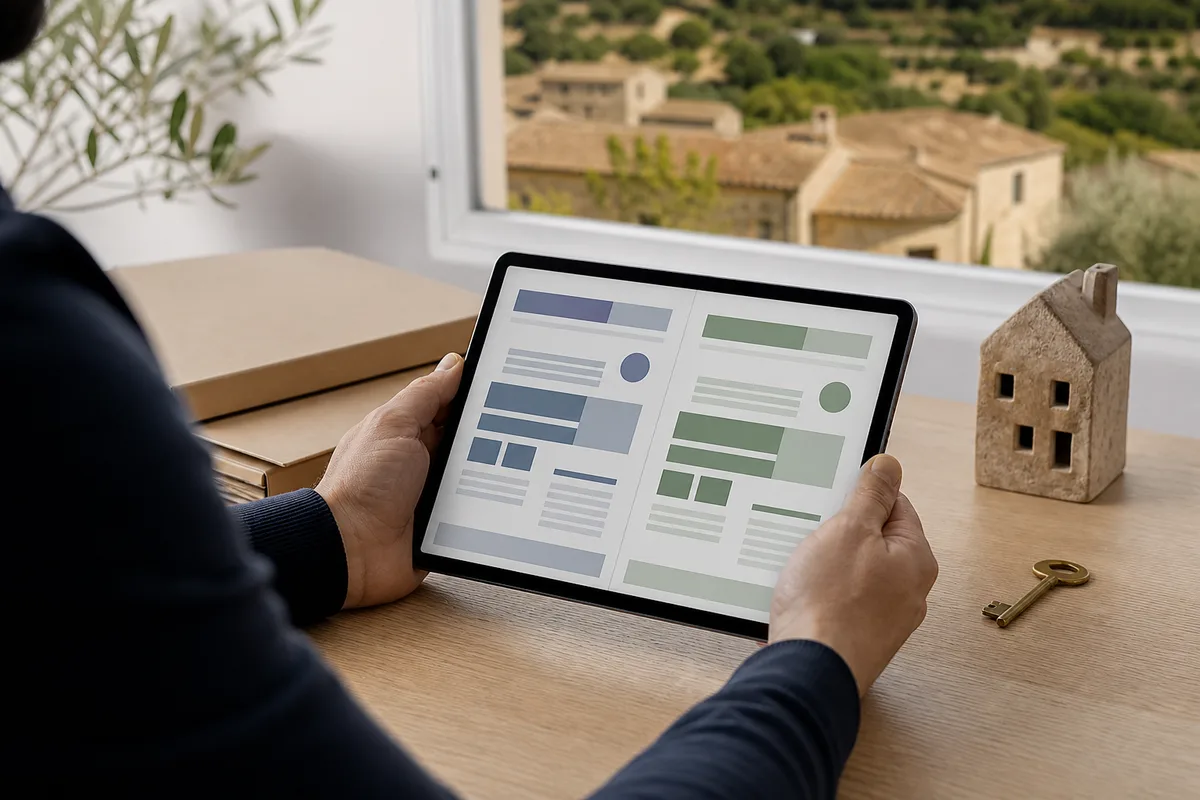 Personne comparant deux propositions d’assurance de prêt sur une tablette