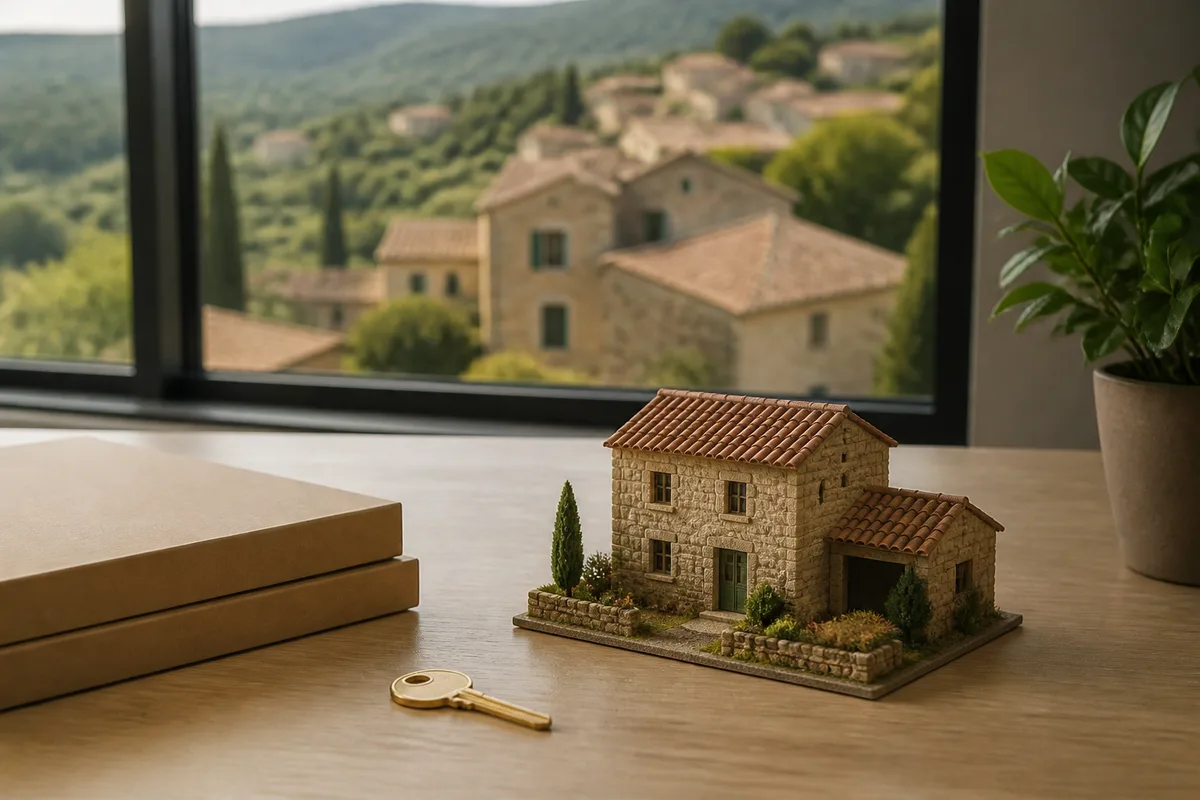 Maison individuelle avec toiture de tuiles et jardin dans la campagne gardoise