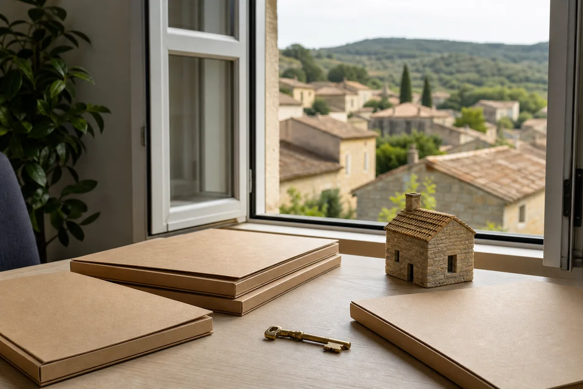 Vue d’un quartier résidentiel gardois avec maisons en pierre et toitures de tuiles